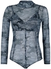 Black Premium by EMP - Body Semi-Transparent Noir Motif Camouflage - Body - Femme - noir