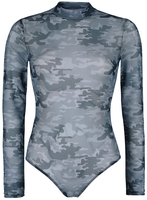 Black Premium by EMP - Body Semi-Transparent Noir Motif Camouflage - Body - Femme - noir