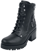 Black Premium by EMP - Bottines Lacées Noires Avec Boucles & Talons - Bottes - Femme - noir