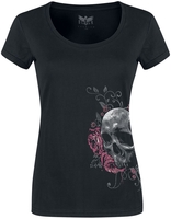 Black Premium by EMP - T-Shirt Noir Ras-Du-Cou & Imprimé - T-Shirt Manches courtes - Femme - noir
