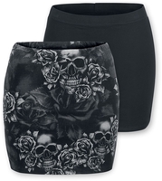Black Premium by EMP - The Double Life - Jupe courte - Femme - noir gris