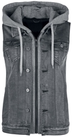 Black Premium by EMP - Veste Sans Manche Empiècement En Sweat - Veste - Femme - noir gris