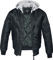 Brandit - Veste À Capuche Chaude MA1 - Bomber - Homme - noir gris