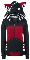 Bye Bye Kitty - Star Kitty - Sweat-shirt zippé à capuche - Femme - noir rouge