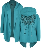 Collection Spéciale EMP - Sport & Yoga - Gilet Turquoise Avec Imprimé Détaillé Dans Le Dos Et Sur La Capuche - Cardigan - Femme - turquoise