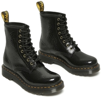 Dr. Martens - 1460 - Black Distressed Patent - Bottes lacées - Femme - noir