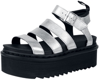 Dr. Martens - Blaire Quad Sandal - Silver Metallic Tumble - Tongs - Femme - couleur argent