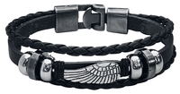 etNox - Ailes - Bracelet en cuir - Unisexe - noir