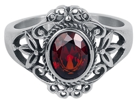 etNox - Red Victorian Goth - Bague - Femme - couleur argent