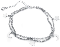 etNox - Étoiles & Lunes - Chaîne de cheville - Femme - couleur argent