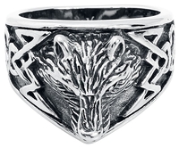 etNox - Tête De Loup - Bague - Homme - couleur argent