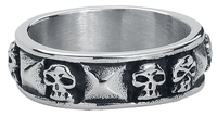 etNox hard and heavy - Crânes & Rivets - Bague - Homme - couleur argent