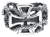 etNox hard and heavy - Croix De Fer & Serpents - Bague - Homme - couleur argent