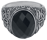 etNox hard and heavy - Schwarze Blume - Bague - Unisexe - couleur argent