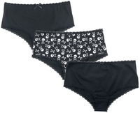 Full Volume by EMP - Panty-Set mit Spooky Print und Spitze - Lot de culottes - Femme - noir