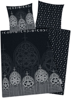 Gothicana by EMP - Lune & Étoiles - Parure de lit - Unisexe - noir blanc