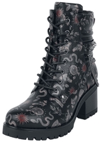Gothicana by EMP - Schnürboots mit Allover Print - Bottes - Femme - noir