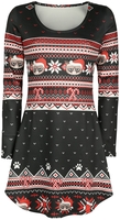 Grumpy Cat - Grumpy X-Mas - Robe mi-longue - Femme - noir rouge blanc