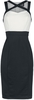 H&R London - Tamika Two Tone Wiggle Dress - Robe mi-longue - Femme - noir blanc