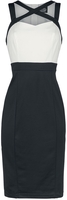 H&R London - Tamika Two Tone Wiggle Dress - Robe mi-longue - Femme - noir blanc