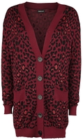 Jawbreaker - Gilet Oversize Imprimé Léopard Rouge - Cardigan - Femme - rouge noir