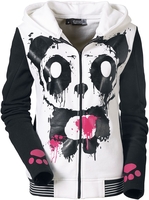 Killer Panda - Sweat À Capuche Mase - Sweat-shirt zippé à capuche - Femme - blanc noir
