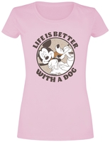 Mickey & Minnie Mouse - Dog Life - T-Shirt Manches courtes - Femme - rose clair