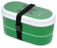 Minecraft - Creeper Bento Lunch Box mit Gabel und Löffel - Boîte-repas - Unisexe - noir blanc vert
