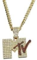 MTV - King Ice - MTV Logo Pendant Necklace - Collier - Unisexe - couleur or