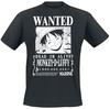 One Piece - Wanted Luffy - T-Shirt Manches courtes - Homme - noir