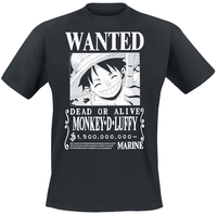 One Piece - Wanted Luffy - T-Shirt Manches courtes - Homme - noir