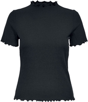 Only - Haut Col Montant Emma - T-Shirt Manches courtes - Femme - noir