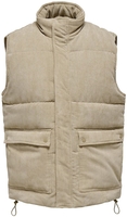 ONLY and SONS - ONSCASH Corduroy Puffer Vest - Veste - Homme - beige