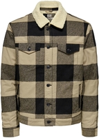 ONLY and SONS - ONSLOUIS Trucker Teddy Check - Veste mi-saison - Homme - noir blanc cassé
