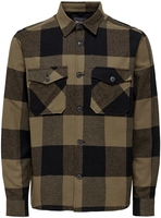 ONLY and SONS - ONSMILO LS Check Overshirt - Chemise manches longues - Homme - marron clair
