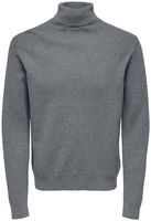 ONLY and SONS - ONSPHIL Reg 12 Struc Roll Neck Knit - Sweat-shirt - Homme - gris chiné