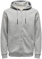 ONLY and SONS - Sweat À Capuche Zippé Sceres Life Thr. - Sweat-shirt zippé à capuche - Homme - gris clair chiné