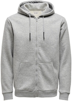 ONLY and SONS - Sweat À Capuche Zippé Sceres Life Thr. - Sweat-shirt zippé à capuche - Homme - gris clair chiné