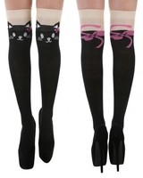 Pamela Mann - Guêtre Avec Un Chat Aux Genoux - Chaussettes montantes - Femme - noir