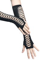 Pamela Mann - Lace up sleeve glove - Mitaines montantes - Femme - noir