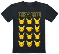 Pokémon - Enfants - Têtes Pikachu - T-shirt - Unisexe - noir