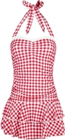 Pussy Deluxe - Maillot De Bain À Carreaux - Short De Bain - Femme - rouge blanc