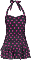 Pussy Deluxe - Maillot De Bain Classique À Pois Roses - Short De Bain - Femme - noir rose
