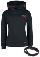 Pussy Deluxe - Sweat À Capuche Col Châle & Bandeau Cerises - Sweat-shirt à capuche - Femme - noir rouge