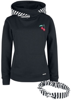 Pussy Deluxe - Sweat Col Châle Rayé & Bandeau - Sweat-shirt à capuche - Femme - noir blanc