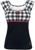 Pussy Deluxe - T-shirt à carreaux Evie - T-Shirt Manches courtes - Femme - noir blanc