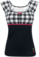 Pussy Deluxe - T-shirt à carreaux Evie - T-Shirt Manches courtes - Femme - noir blanc