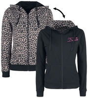 Pussy Deluxe - Veste À Capuche Réversible Léopard - Sweat-shirt zippé à capuche - Femme - noir marron