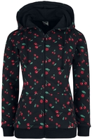 Pussy Deluxe - Veste À Capuche Zippée Cerises - Sweat-shirt zippé à capuche - Femme - noir rouge