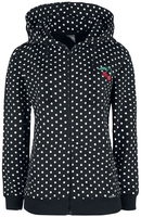 Pussy Deluxe - Veste Zippée À Capuche Pois - Sweat-shirt zippé à capuche - Femme - noir blanc
